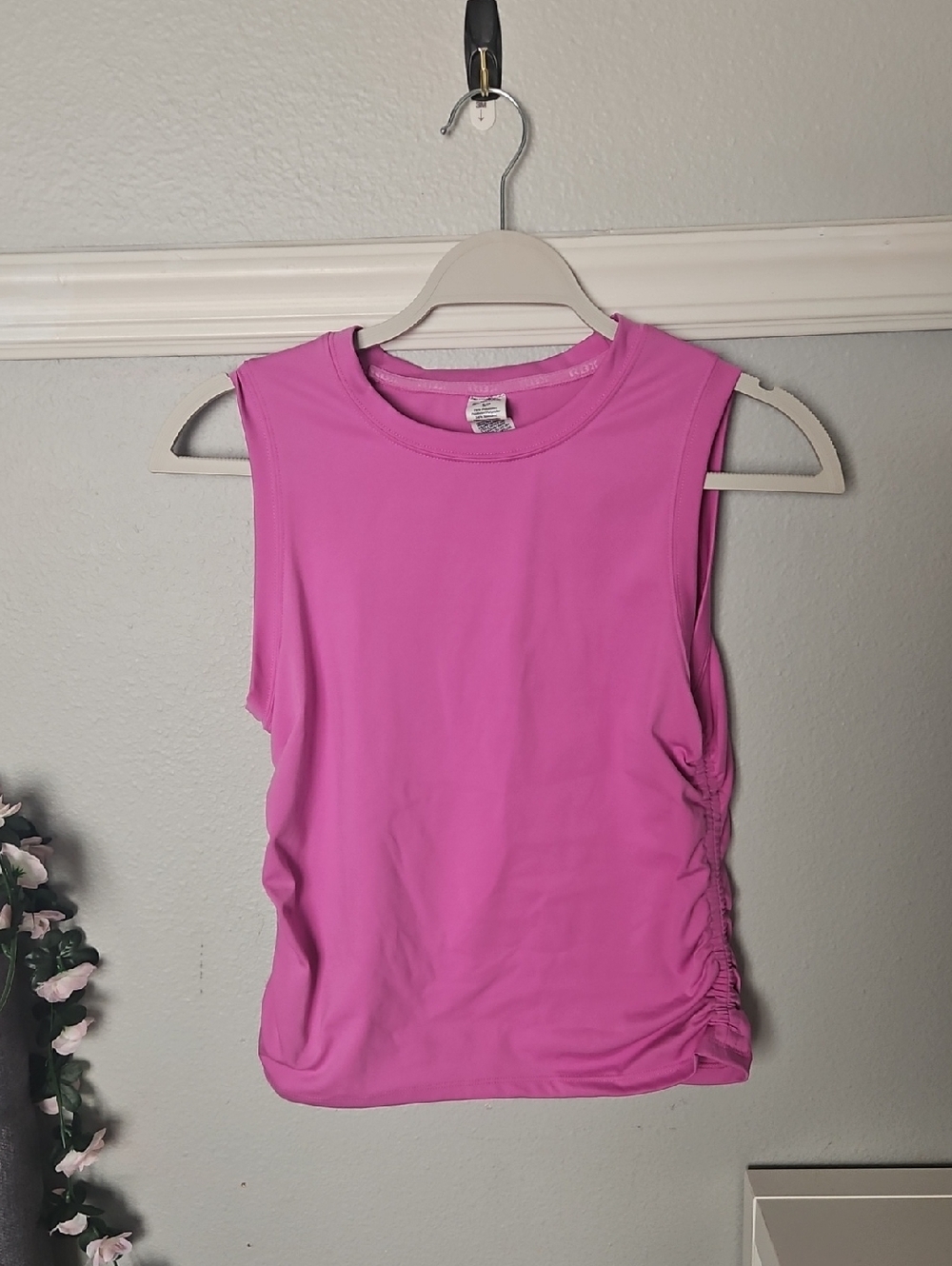 RBX Pink Sleeveless Ruched Side Athletic Tank